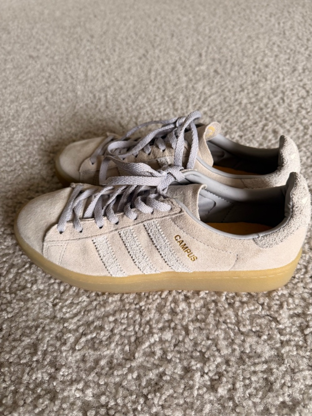 adidas Campus Suede Sneakers in Cream with Gum Sole